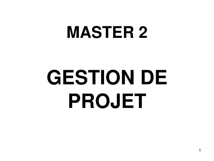 master 2 gestion de projet