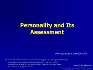 Personality and Its Assessment