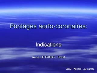 pontages aorto coronaires