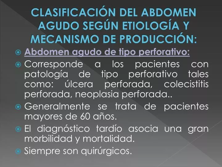 clasificaci n del abdomen agudo seg n etiolog a y mecanismo de producci n