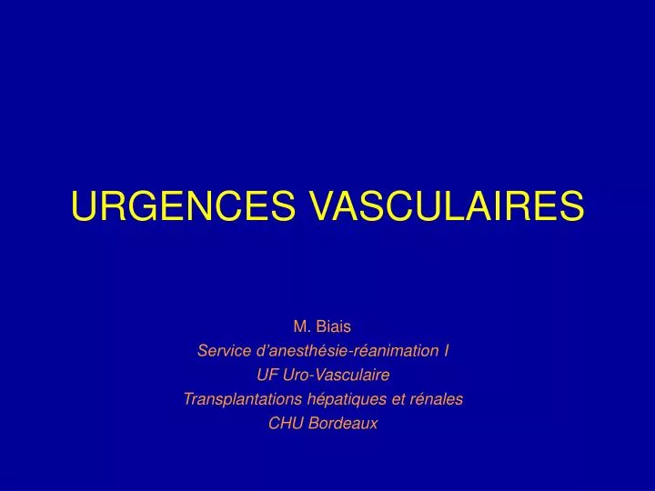 urgences vasculaires