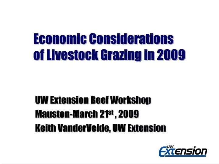 economic considerations of livestock grazing in 2009