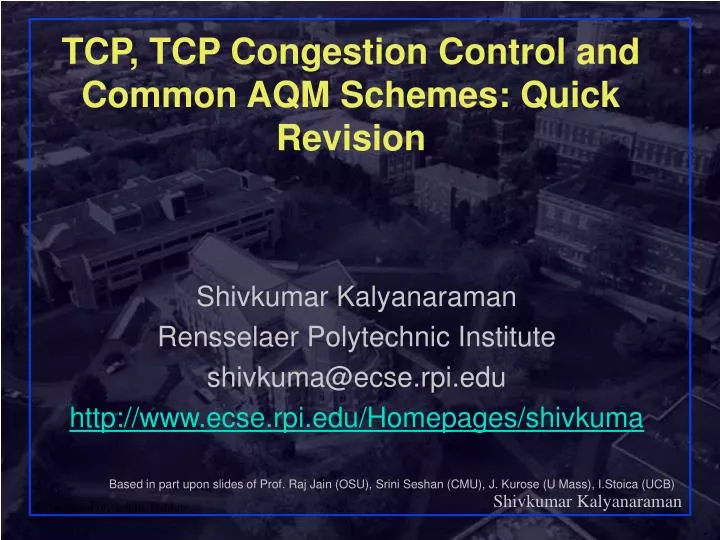 tcp tcp congestion control and common aqm schemes quick revision
