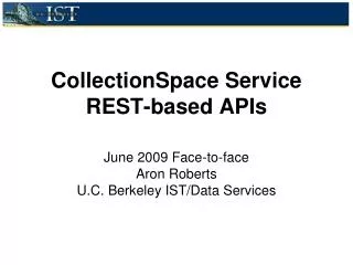 CollectionSpace Service REST-based APIs