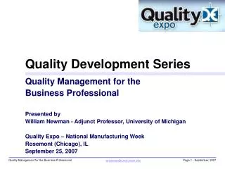 Quality Development Series