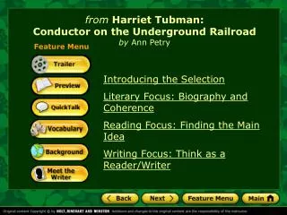 from Harriet Tubman: Conductor on the Underground Railroad by Ann Petry