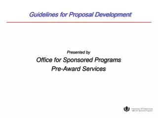 Guidelines for Proposal Development
