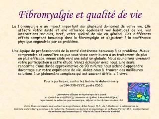 f ibromyalgie et qualit de vie