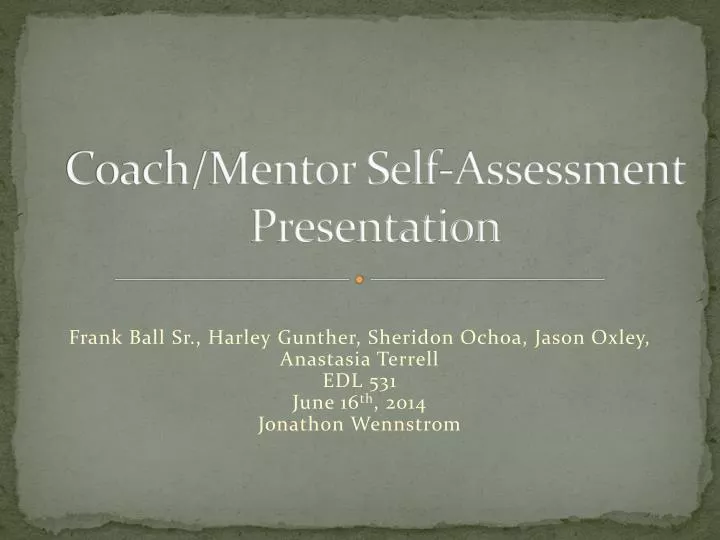 coach mentor self assessment presentation
