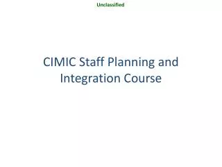 CIMIC Staff Planning and Integration Course