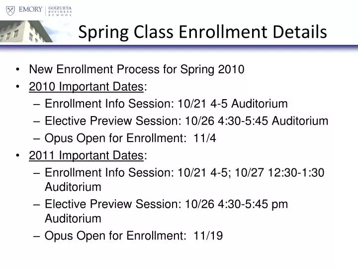 spring class enrollment details