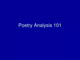 Poetry Analysis 101