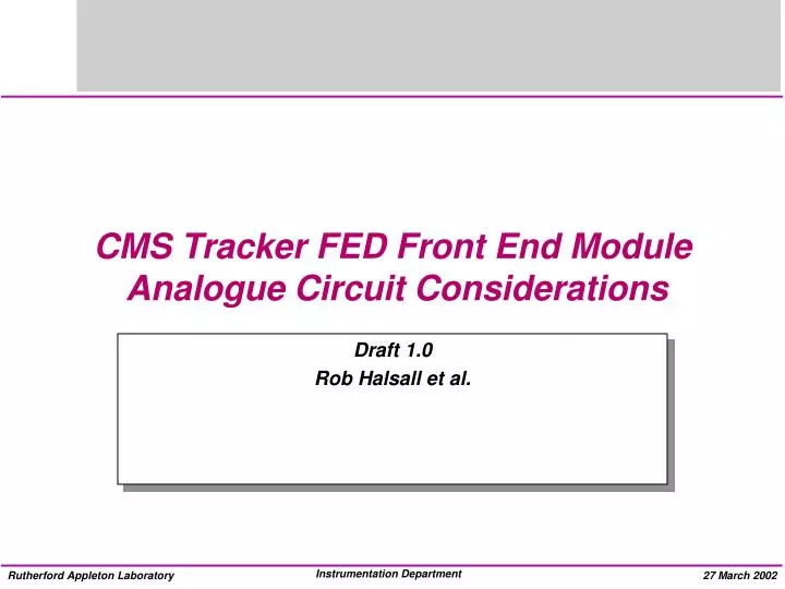 cms tracker fed front end module analogue circuit considerations