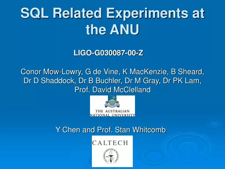 sql related experiments at the anu