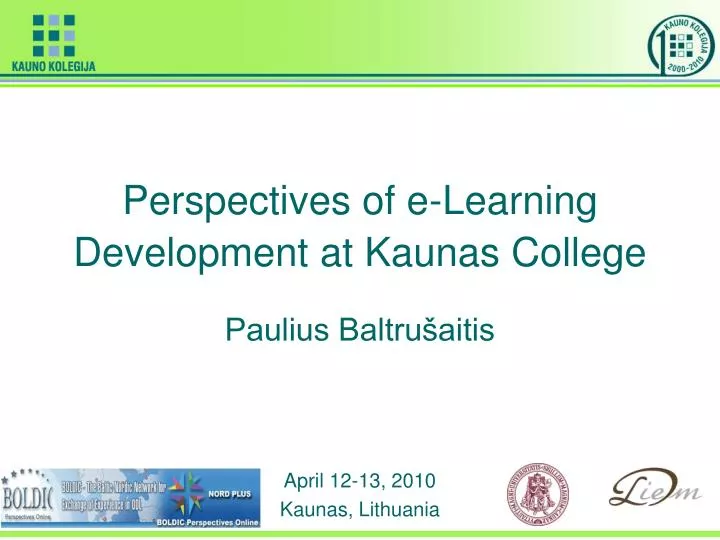 perspectives of e learning development at kaunas college