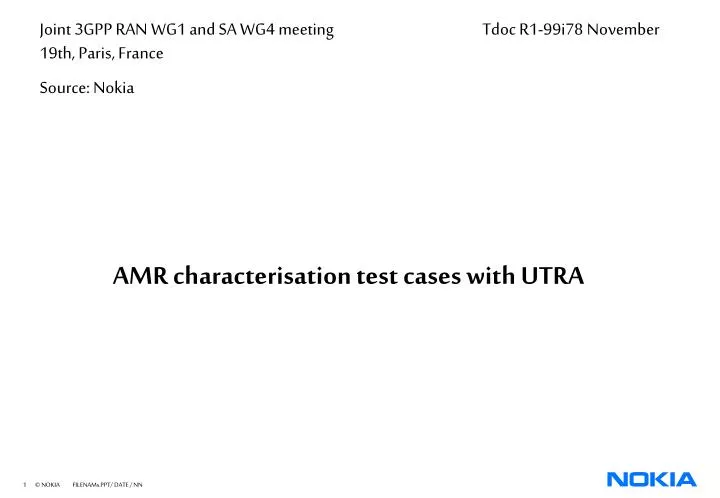 amr characterisation test cases with utra