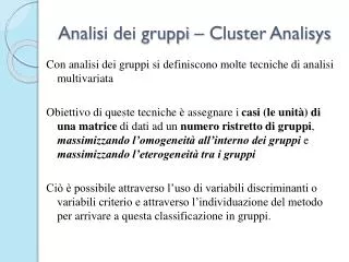 analisi dei gruppi cluster analisys