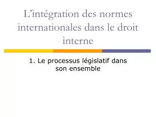 l int gration des normes internationales dans le droit interne
