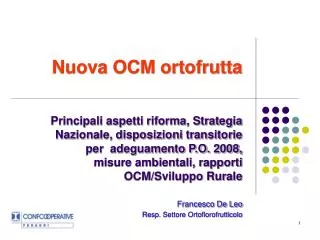 nuova ocm ortofrutta