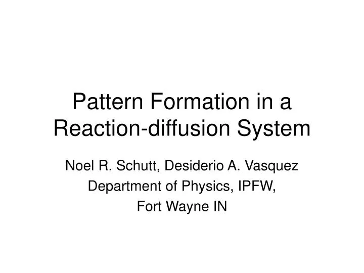 pattern formation in a reaction diffusion system