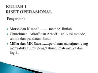 kuliah i riset operasional