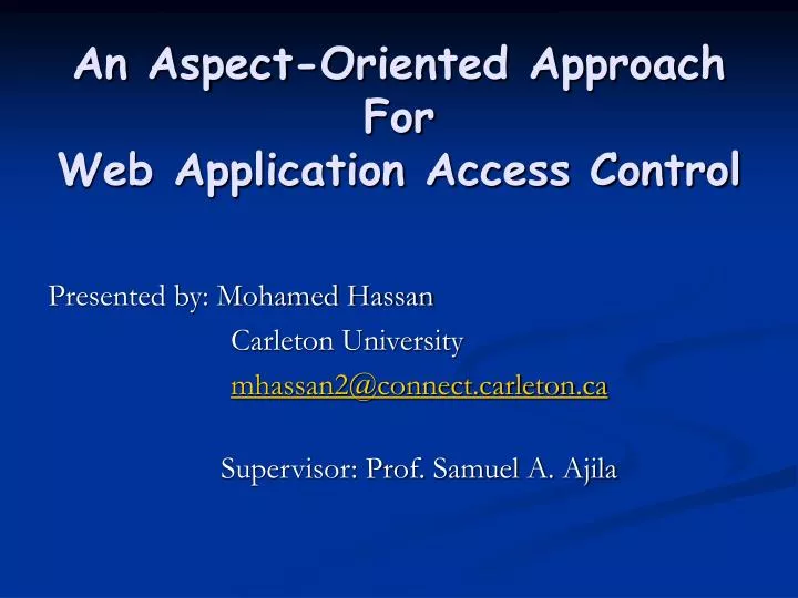 an aspect oriented approach for web application access control