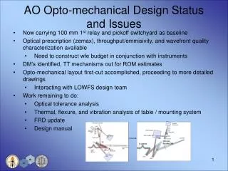 AO Opto-mechanical Design Status and Issues