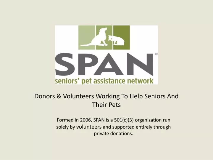 donors volunteers working to help seniors and their pets