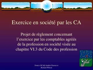 exercice en soci t par les ca