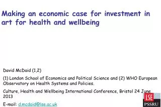 Making an economic case for investment in art for health and wellbeing
