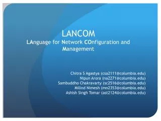 LANCOM LA nguage for N etwork CO nfiguration and M anagement