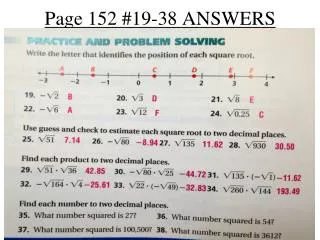 Page 152 #19-38 ANSWERS