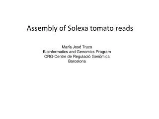 Assembly of Solexa tomato reads