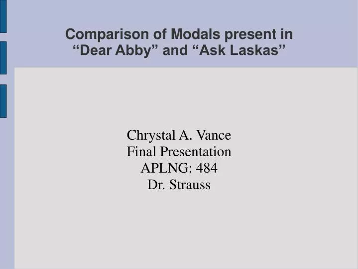 chrystal a vance final presentation aplng 484 dr strauss