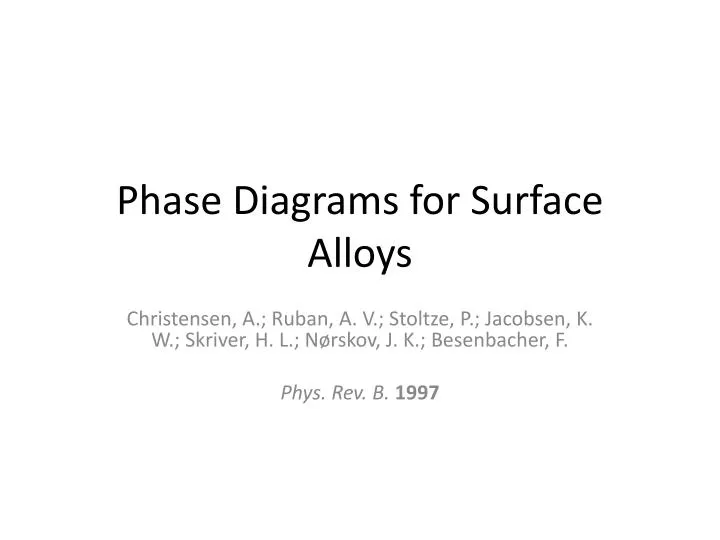 phase diagrams for surface alloys