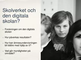 skolverket och den digitala skolan