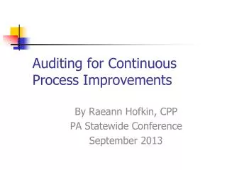 Auditing for Continuous Process Improvements