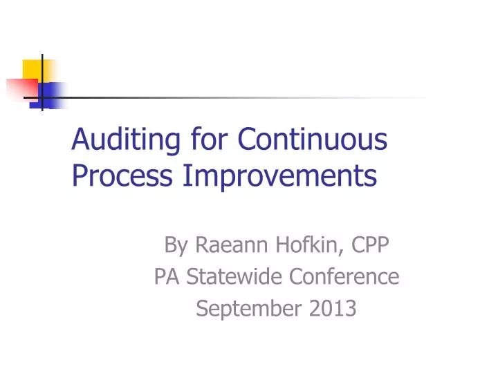 auditing for continuous process improvements