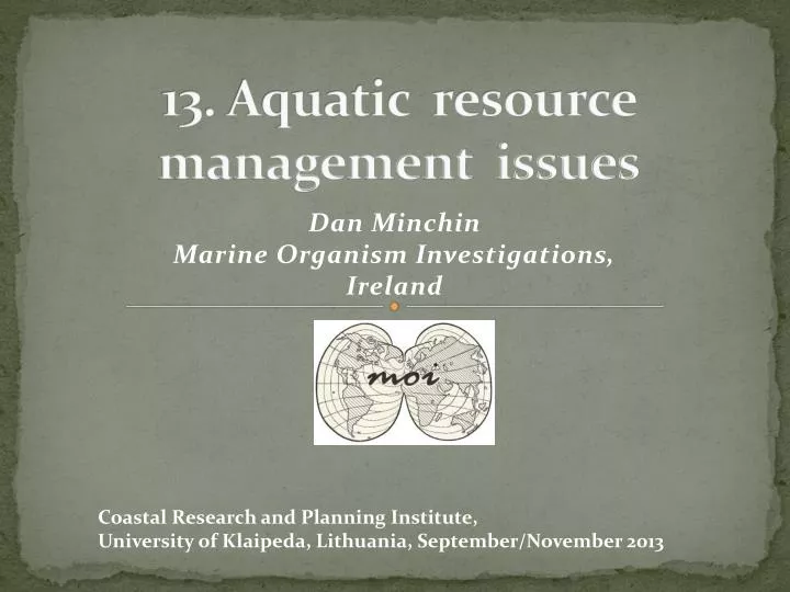 13 aquatic resource management issues