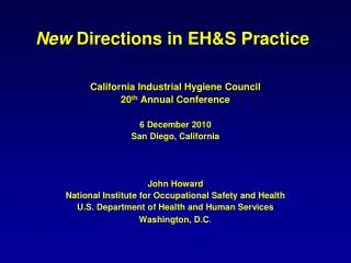 New Directions in EH&amp;S Practice