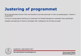 justering af programmet