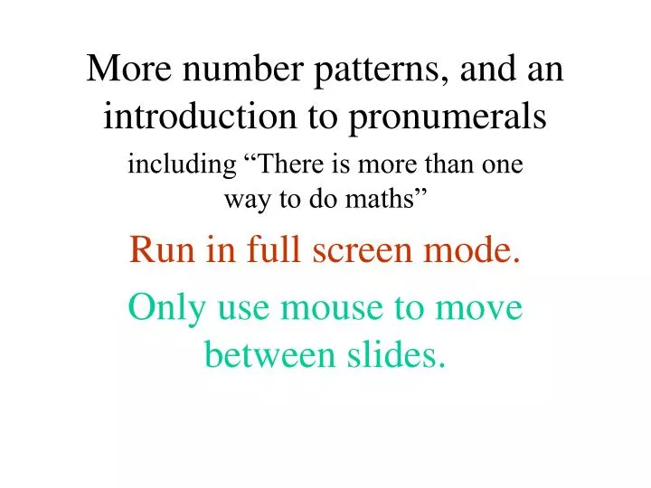 more number patterns and an introduction to pronumerals