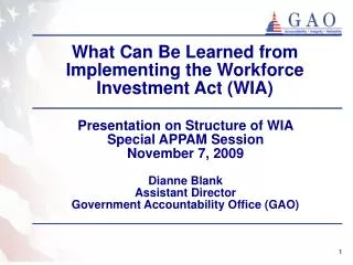 What Can Be Learned from Implementing the Workforce Investment Act (WIA)
