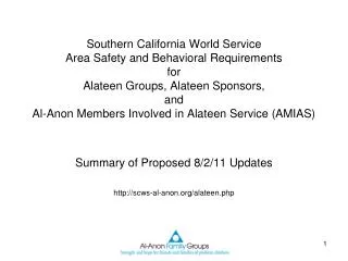 Summary of Proposed 8/2/11 Updates scws-al-anon/alateen.php