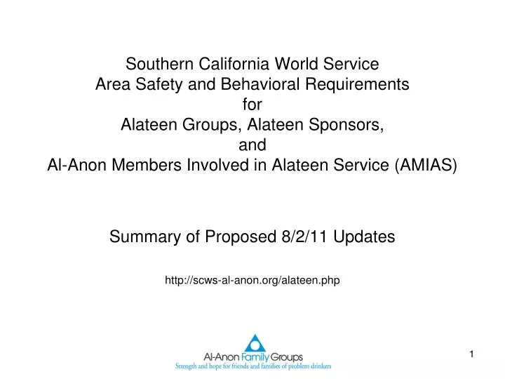 summary of proposed 8 2 11 updates http scws al anon org alateen php