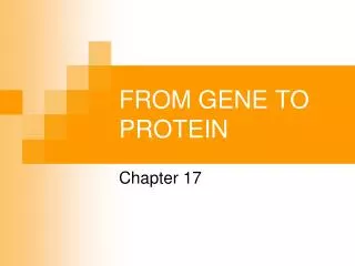 FROM GENE TO PROTEIN