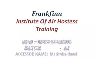 Frankfinn Institute Of Air Hostess Training