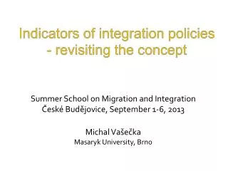 Indicators of integration policies - revisiting the concept