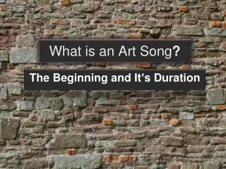 What is an Art Song ?