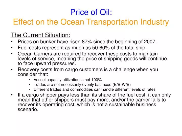 price of oil effect on the ocean transportation industry